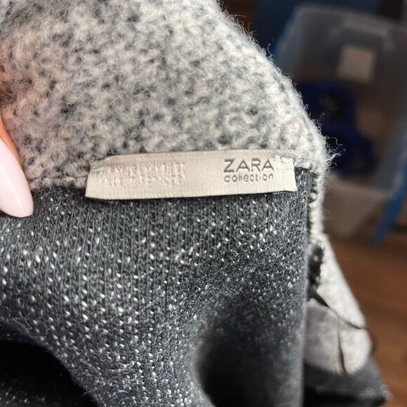 Zara Soft Marled Gray Open Duster Cardigan Med Preppy Minimalist Ski Resort - Picture 4 of 4